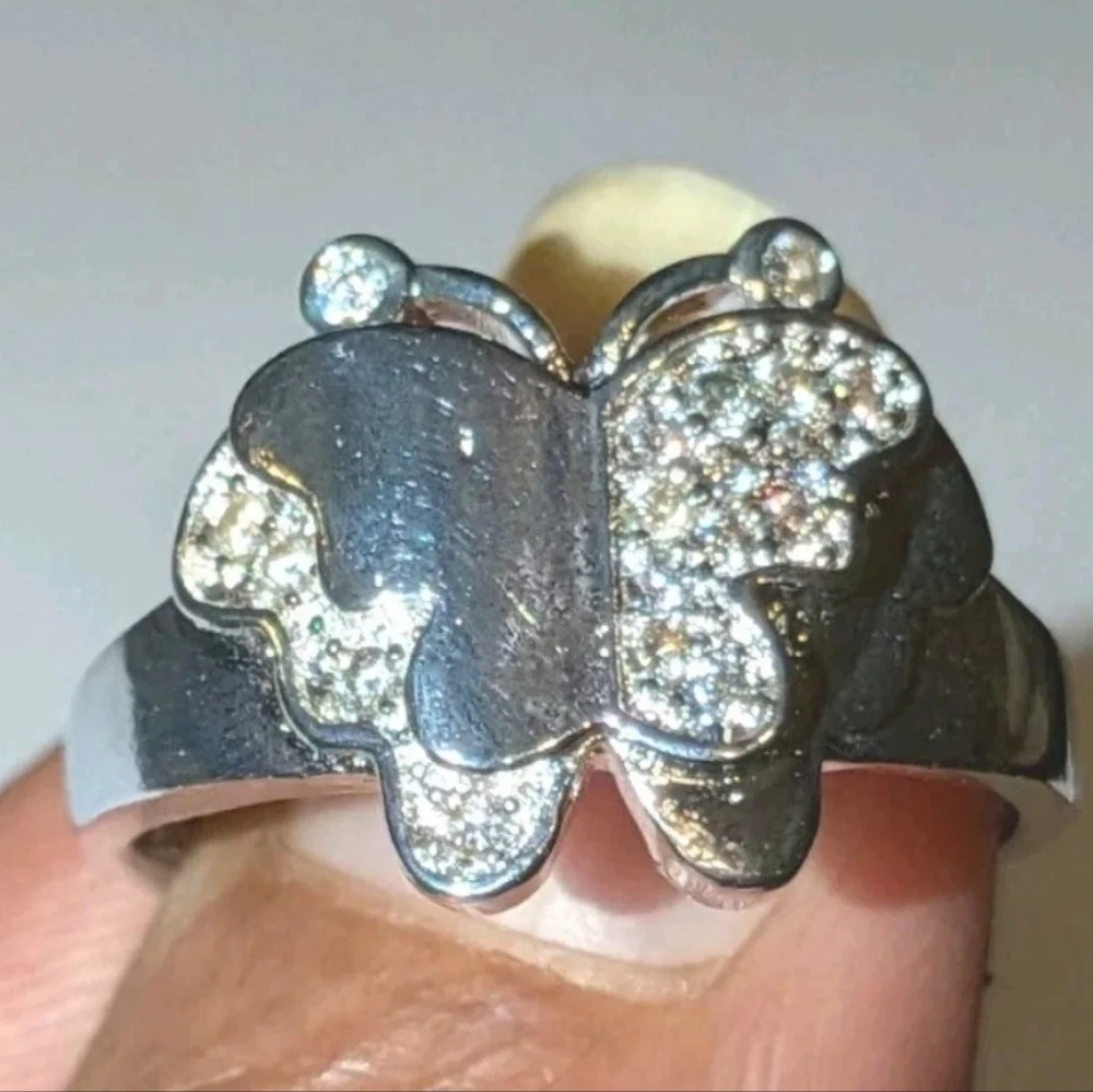 Elegant 925 Sterling Silver Butterfly Ring Sz8